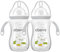 Oberni Weighted Baby Bottles with Size 4 Fast Flow Breast-Like Teat for 12 Months Plus / 1 Year Old Newborn Babies, 270ml/9oz, Non-Slip Handles, Anti-Colic, Grey/2 Pack