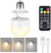 LGMCF Lampadina ricaricabile, E27, dimmerabile, con gancio nascosto e telecomando, 10W, 3 colori, alimentata a batteria, con base magnetica rimovibile, per lampade non cablate, campeggio, emergenza