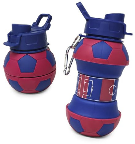 Borraccia Calcio squadra del cuore in Silicone per Ragazzi bambini e adulti- Regalo sportivo Senza BPA, Cannuccia, A Tenuta Stagna, Durevole Ed Ecologica, 550 ml… (BORR-ROSSOBLU)