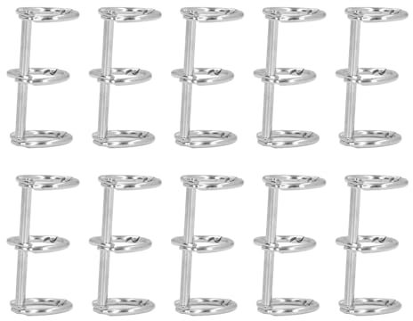 10 Stück Edelstahl-Buchringe, 3-Ring-Metall-Loseblattordner, 0,75 Zoll Abstand, für Reisetagebuch, Sammelalbum (15mm)