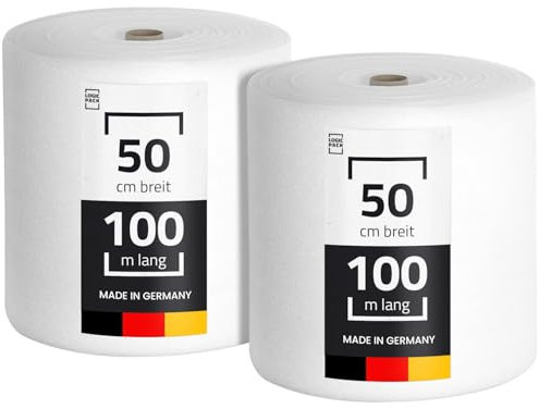 LOGIC PACK Film de mousse PE pour emballage de 3 mm en deux rouleaux - 100 m² Isolation acoustique Sous-couche isolante pour sols stratifiés et parquets Revêtement de sol