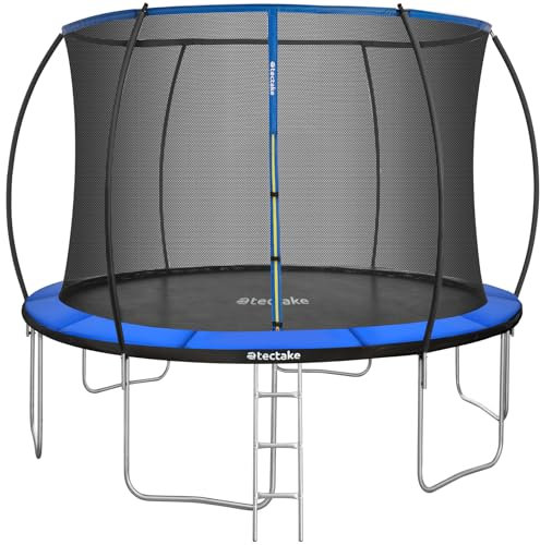 tectake® Trampolin, Gartentrampolin, Outdoor Spaß- und Sportgeräte Zuhause, Sportgerät Ausdauertraining, Balancieren Kinder, mit Sicherheitsnetz Schutznetz Kinder, Trampolin Randabdeckung - Ø 366 cm