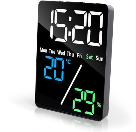 Lafocuse 5.7 LED Digitaler Wecker Tischuhr mit Großen Zahlen, 1 USB-Ladeanschlüssen, 2 Alarmen, Temperaturanzeige und Datum, Digitaluhr mit Snooze Helligkeit Regelbar für Nachttisch Schlafzimmer Büro