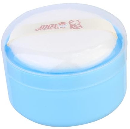 minkissy Portable Talcum Powder Storage Box with Fluffy Puff for Boy Girl Durable Design for Easy Application at Home
