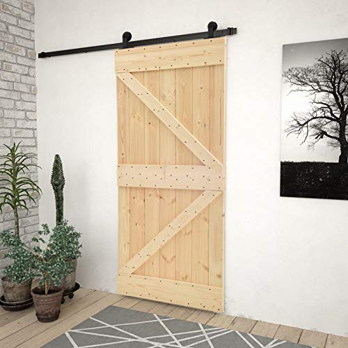 Homgoday Puerta corredera con herrajes Madera Maciza de Pino 80x210 cmMarrón80 x 210 cmpuertas correderas rusticas Puertas rusticas de Exterior