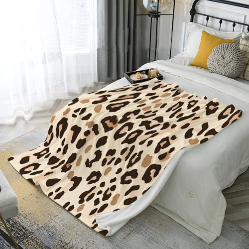 JSCWDET Tiertextur Kuscheldecke Flanell Decke,Kinderdecke 3D süß Leopard Flauschige Plüsch Decke,Wohndecke Fleecedecke TV Decken für Bett Sofa 70 × 100 cm