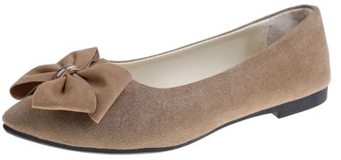 Abiti da sposa per le donne Scarpe basse da donna Primavera Estate e Autunno in pelle scamosciata leggera a punta Bocca poco profonda Fondo morbido Fiocco Scarpe singole Incontri quotidiani