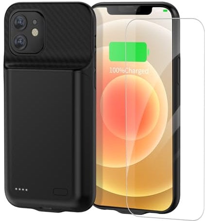 YISHDA iPhone 12/12Pro Battery Case, 13800mAh High Capacity Portable Protective Charging Case, Rechargeable Smart Extension Phone Charger - (6.1 inch) Black