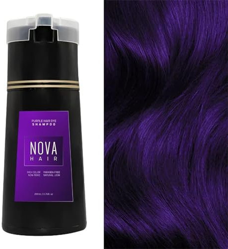 Hair Dye Shampoo, Instant 3 in 1Natural Ingredients Color Long Lasting Shampoo for Women & Men (Purple)