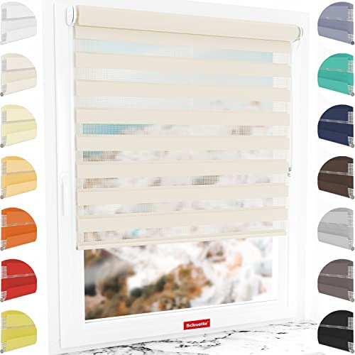 Schuette® Rollo ohne Bohren & mit Bohren 2in1 ● Tag & Nacht Doppelrollo Kollektion: Cream Cake (Beige) ● 50 x 130 cm (Breite x Höhe) ● Suprafix Klemmrollo = Klemmfix 2.0 ● 60s Montage mit Video