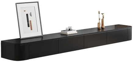 Floating TV Stand, Wall Mounted Floating TV Unit, White Floating TV Cabinet, Media Wall Unit Console, TV Shelves With Door, Entertainment Center for Living Room and Office (Black, 120cm/47.2in)