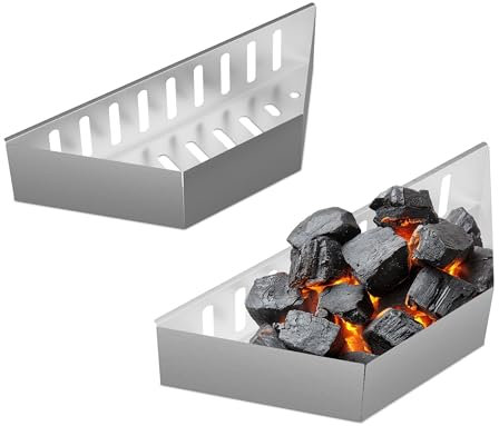 Relaxdays Kohlekorb Kugelgrill, 2er Set, HxBxT: 7,5x38x12 cm, direktes & indirektes Grillen, Stahl, Kohleschale, Silber