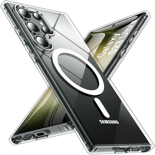 Magnetisch Für Samsung Galaxy S23 Ultra Hülle,Militärschutz Handyhülle für Samsung S23 Ultra mit MagSafe Transluzente Schutzhülle Case Cover für Samsung S23 Ultra(Transparent)