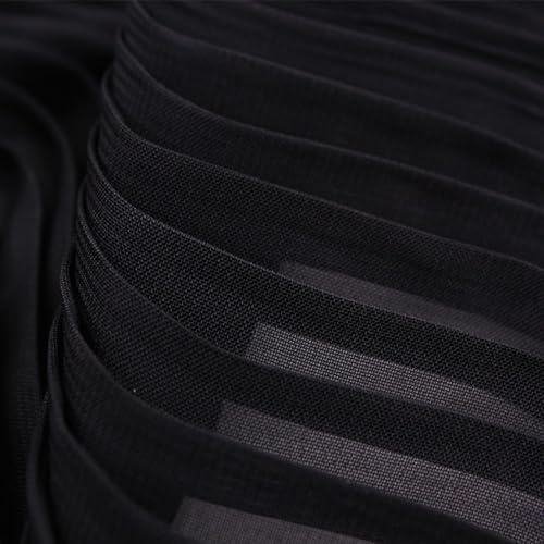 Anevous Plissee Chiffon Stoff,Faltenstoff,leicht fließend,1,5 m x 3 m | atmungsaktiv,weich,leicht,für Kleider,Röcke,Blusen,Deko,Nähen,DIY Modestoff Frühling Sommer,Schwarz