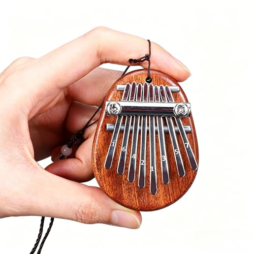 Fay Bless Kalimba Daumenklavier, tragbares Mbira Fingerklavier, handgefertigtes Holz-Musikinstrument, einfach zu erlernendes Instrument für Anfänger (D-Mini8-Sapphire-Lanyard)
