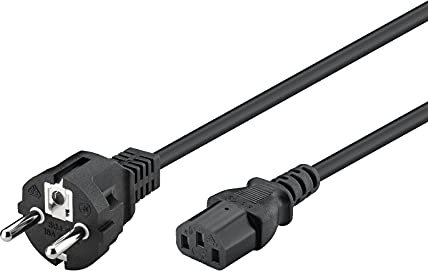 Goobay 50098 Kaltgerätekabel 2m / C13 Kaltgerätebuchse & Netzstecker Schutzkontaktstecker / Universelles Monitor Stromkabel / C13 Netzkabel / Schwarz / 2m
