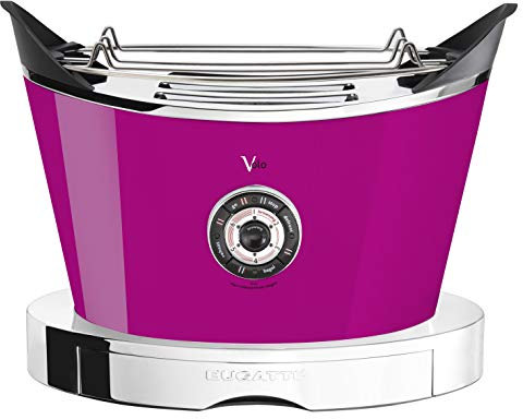 BUGATTI, Volo, Tostapane Elettronico, 4 Funzioni, 6 Livelli di Tostatura, Design innovativo, Corpo in Acciaio Inox, Pinze per Toast e Pane non incluse, Potenza 930 W (Lilla)