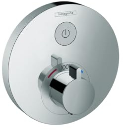 hansgrohe ShowerSelect S Modern Thermostatic Shower Valve Trim with Temperature Control in Chrome, 15744001