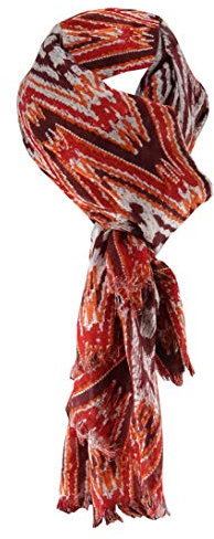 TigerTie Schal in rot orange bordeaux grau gemustert - Schalgröße 175 x 110 cm