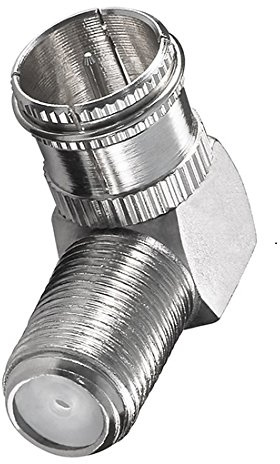 Sat LNB Adapter Verbindungsstück, F Quick-Stecker männlich auf F Quick-Buchse Kupplung weiblich 90° abgewinkelt, geeignet für 3D SD HD FullHD UHD 4K, Metallausführung