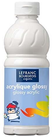 Lefranc Bourgeois - Acrylique liquide brillante Glossy pour enfants - Bouteille 500ml - Blanc