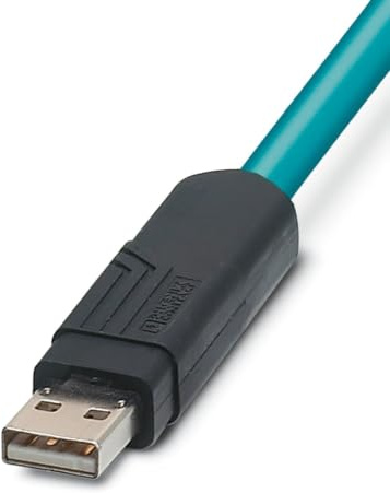 PHOENIX CONTACT VS-04-2X2X26C7/7-SDA/OE/2.0 Assembled USB Cable, Shielded, PUR Outer Sheath, USB Type A/Hour to Open Cable End, 2 m Length, Aqua Blue