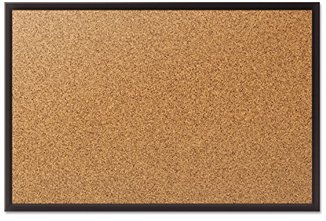 Quartet Cork Bulletin Board 24W x 18H Pin Board, Black Aluminum Frame (2301B)
