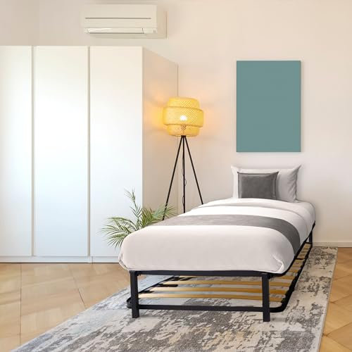 DOLCI SOGNI Letto a Scomparsa Singolo 80x190, Letto Estraibile con Struttura in Ferro, Letto Singolo Salvaspazio 100% Made in Italy, Rete Estraibile Sottoletto con Ruote per Ospiti