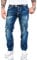 Rock Creek Herren Designer Jeans Hose Dicke Nähte Vintage Herrenjeans Stonewashed Regular Fit Used Look RC-2056 Blau W38 L30