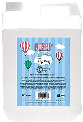Pozer Fly Away Dog Shampoo - Deshedding Shampoo for Dogs - Contols Dog's Hair Shedding - Helps to Remove Loose Hair and Reduce Shedding - Leaves a Soft & Fresh Coat - Fresh Scent, 4 Litre
