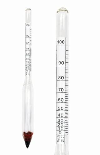 Alkoholmeter 0-100% – Alkoholhydrometer | Alkoholtester | Dichtemessgerät für Alkohol