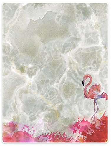 YISUMEI Decke 150x200 cm Kuscheldecken Sanft Flanell Weich Fleecedecke Bett¨¹berwurf Marmor Marmorplatten Drucken Rosa Flamingo