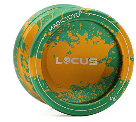 MAGICYOYO Profi JoJo für Kinder, Anfänger Jojos, Responsive Jojos für Erwachsene, Magic Yoyo V6 Locus Metall Jo-Jo Ball mit Yo-yo Handschuh+ Tasche+ 5 Jo-jos Saiten, Grün & Orange