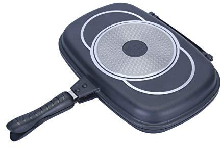 Hochwertige Guss Bratpfanne 38cm Induktion Wendepfanne Grillpfanne Fischpfanne