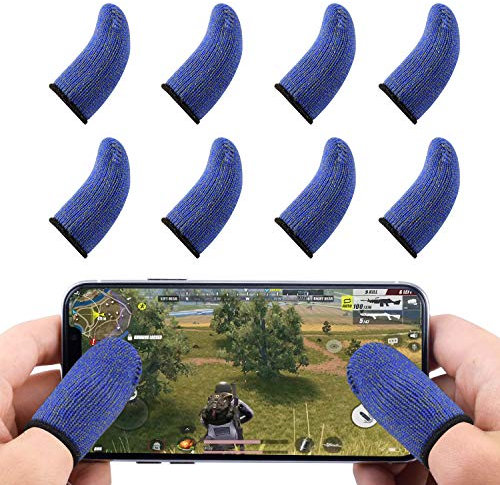 Newseego PUBG Mobile Game Controller Fingerhülle, Atmungsaktiv Anti-Schweiß-Soft-Touchscreen-Fingerhülle Sensibles Schießen und Überlebensregeln Anstreben/Knives Out für Android & IOS [8 Pack]