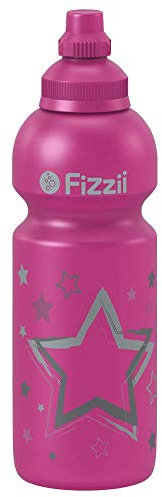 Fizzii Kinder- und Freizeittrinkflasche 600 ml (auslaufsicher bei Kohlensäure, schadstofffrei, spülmaschinenfest, Motiv: Sterne)