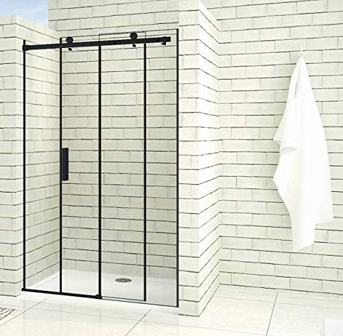 Aica Sanitär 120x200cm Duschtür Verstellbereich von 117-120 cm Duschabtrennung Nischentür Dusche Schwarz aus 8mm Sicherheitsglas mit Nanobeschichtung