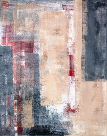adrium Holz-Bild 90 x 120 cm: Graue und beige abstrakte Kunstmalerei (20354230)