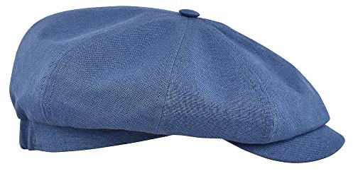 Sterkowski Modell Rowdy | 100% Leinen Schiebermütze für Herren und Frauen | Gatsby Sonnen Sommer Vintage Flatcap Elegante Retro Peaky Stylische Outdoor Modische Damen Kappe Baker Boy Hellblau 55