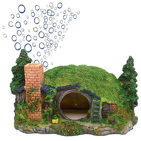 Ulifery Aquarium Dekoration Hobbit Loch Feenhaus für Fische Verstecken Reptilien Shelter mit Bubbler