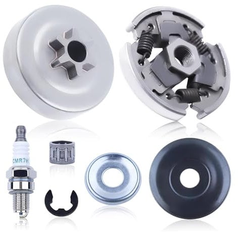 Mtanlo Tambor de Embrague (3/8 6 Dientes) para Stihl MS171, MS 170,MS181,MS180, MS211, MS171C, MS181C, MS211C con Bujía Juego de Embrague Pieza de Repuesto de Motosierra 1139160 2000