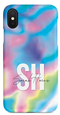 Tirita Personalised Phone Case Cover Compatible with iPhone Xr - Tie Dye Neon Name [07 - Motley Multicoloured]