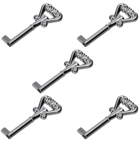 KOTARBAU® 5er Set Möbelschlüssel Schrankschlüssel Groß Chrom Antik Bunt-Bartschlüssel für Möbel Schrak Minibar Schreibtisch Schubladen