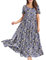 YESNO Women Dresses Casual Plus Size Bohemian Short Sleeve Floral Long Maxi Summer Beach Swing Dress/Pockets XL EJFUK CR8