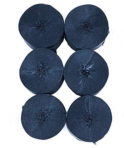 ANCLLO 6 Rollen 4,5 cm x 25 m Krepppapier Party Luftschlangen Hintergrund hängende Dekorationen für Geburtstagsparty, Hochzeit und Festival-Dekorationen (Schwarz)