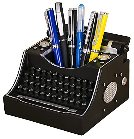 Amoysanli Retro-Schreibmaschinen-Stiftehalter, dekorativer Kunstharz, Vintage-Bleistifthalter, Schreibtisch-Organizer für Schreibtische (schwarz)