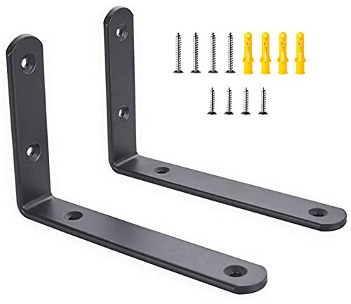 Suwooy Eckregalträger Aus Metall,Schwerer Antiker Regalhalterung,gerüst Regal Unterstützung,industrielle Schmiedeeisen Regalwinkel,Wand Regalhalter Mit Schrauben,regalkonsole,Black-10×7cm/3.9×2.8in