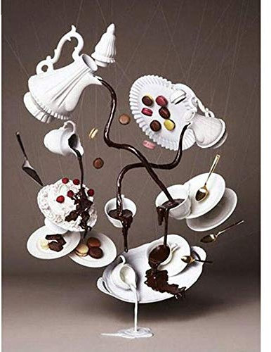 YRTMHU 5D Diamond Painting Kit White Tea Set Creativity Crystal Personalised Diamond Painting Full Kits Cross Stitch Paintings for Parent Child Activity and Child Gift Adults or Kids Home Decor