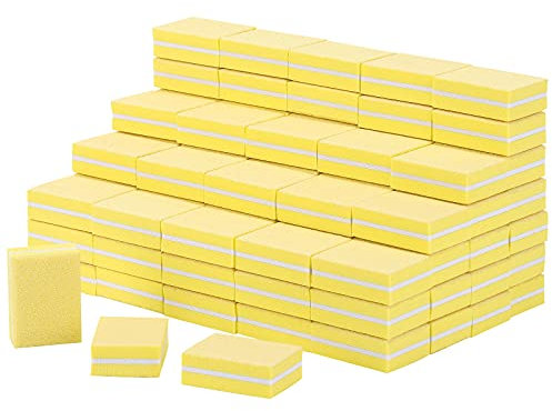 100 Pcs Mini Buffers for Nails 180/100 Grit Nail Buffers for Nail Care(Yellow)
