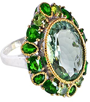 Ravishing Impressions Jewellery Ring aus massivem 925er Sterlingsilber mit grünem Amethyst und Chromdiopsid, erstaunlicher Designer-Schmuck für Damen, 5944, Stein, Grün – Amethyst und Chromdiopsid